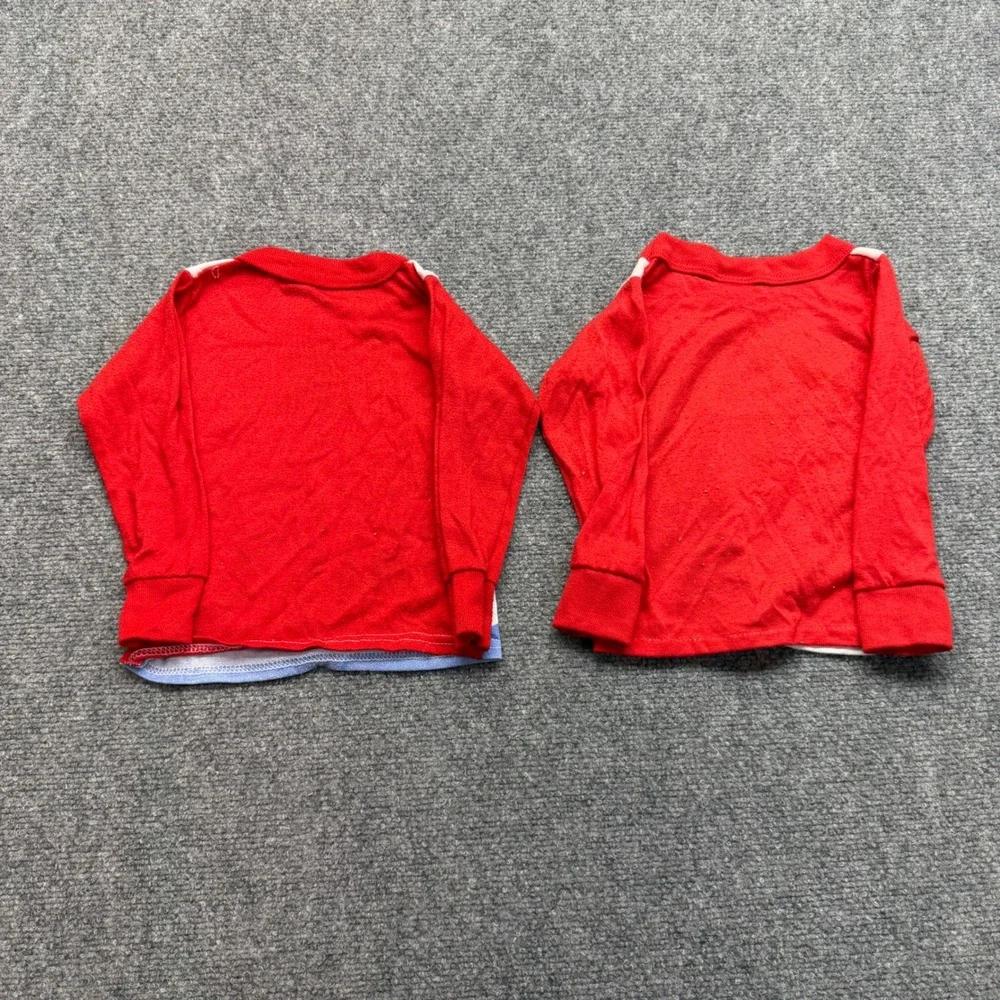 Vintage Disney Mickey Mouse Christmas Pajama Tops Set of 2 Red White Toddler 2T